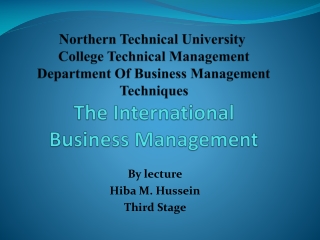 By lecture Hiba M. Hussein Third Stage