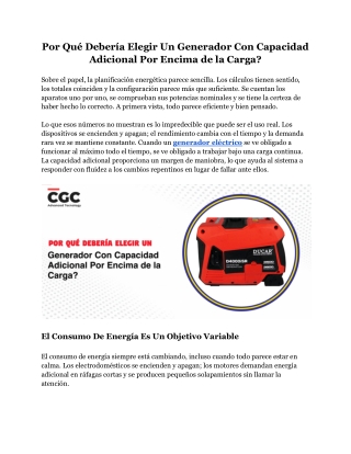 Por Qué Debería Elegir Un Generador Con Capacidad Adicional Por Encima de la Car