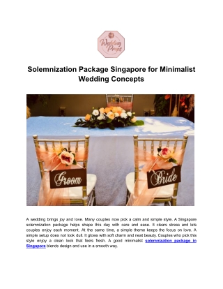 Solemnization Package in Singapore for Minimalist Wedding Concepts