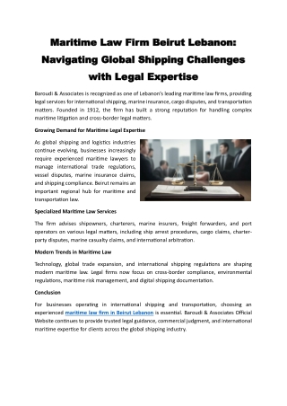 Maritime Law Firm Beirut Lebanon