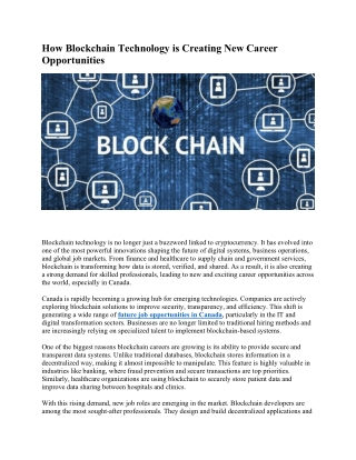 How Blockchain Technology is Creating New Career Opportunities