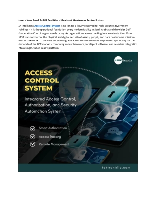 Secure Your Saudi & GCC Facilities with a Next-Gen Access Control System