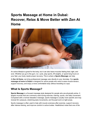 Sports Massage at Home in Dubai_ Recover, Relax & Move Better with Zen At Home