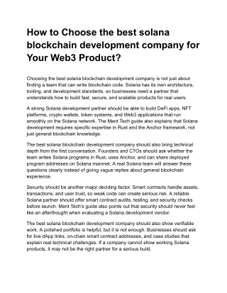 Best Solana Blockchain Development Company - Ment Tech