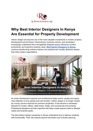 Why Best Interior Designers In Kenya Are Essential for Property Development