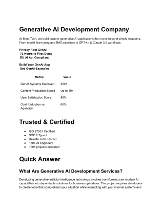 Generative AI Development Services Company | Ment Tech