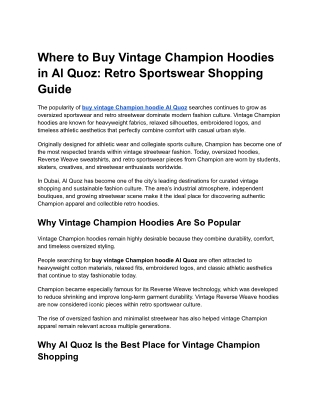 Where to Buy Vintage Champion Hoodies in Al Quoz_ Retro Sportswear Shopping Guide