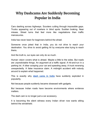 Why Dashcams Are Suddenly Becoming Popular in India