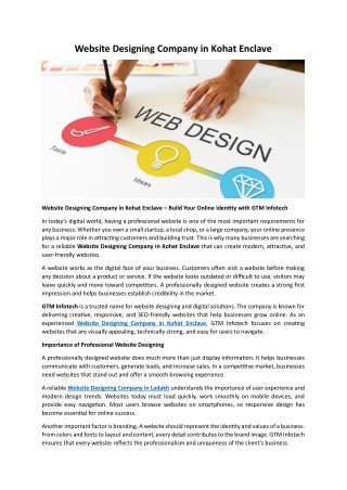 Website Designing Company in Kohat Enclave
