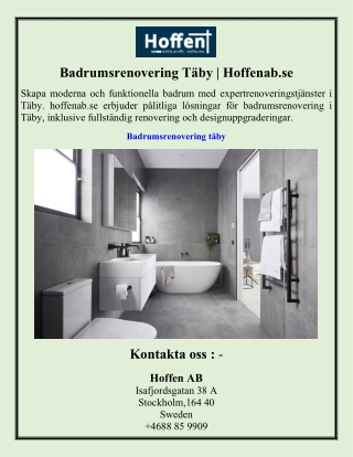 Badrumsrenovering Täby  Hoffenab.se