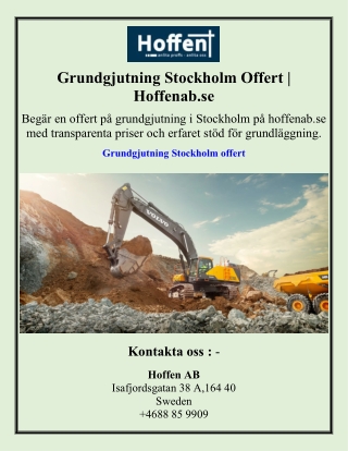 Grundgjutning Stockholm Offert  Hoffenab.se