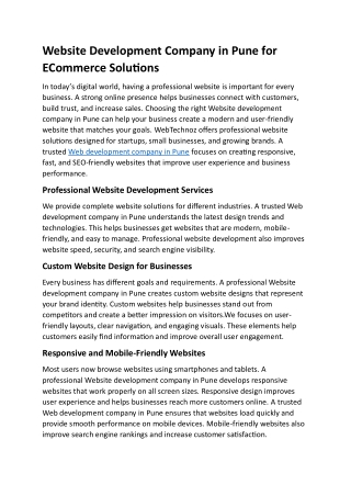 Website Development Company in Pune for ECommerce Solutions