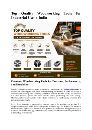 Top Quality Woodworking Tools for Industrial Use in India - Perfect Tools Industries