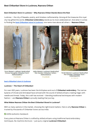 Best Chikankari Store in Lucknow, Nazrana Chikan