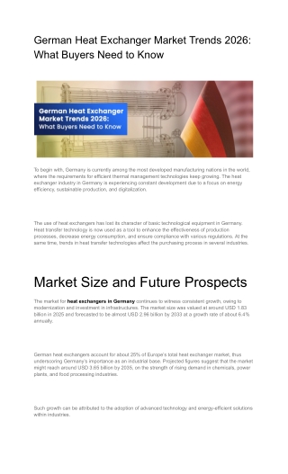 German Heat Exchanger Market Trends 2026 | Industry Outlook & Demand