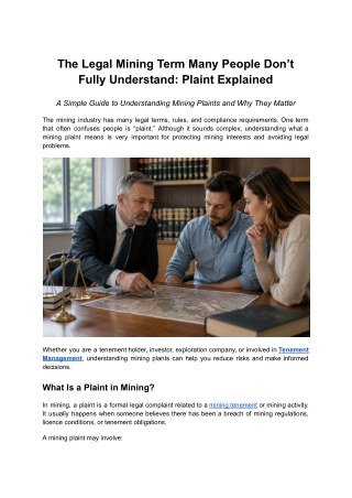 The Legal Mining Term Many People Don’t Fully Understand: Plaint Explained