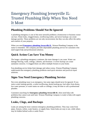 2- Emergency Plumbing Jerseyville IL Trusted Plumbing Help When You Need It Most