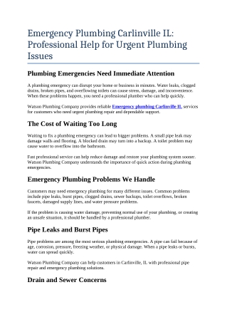 4- Emergency Plumbing Carlinville IL Professional Help for Urgent Plumbing Issues