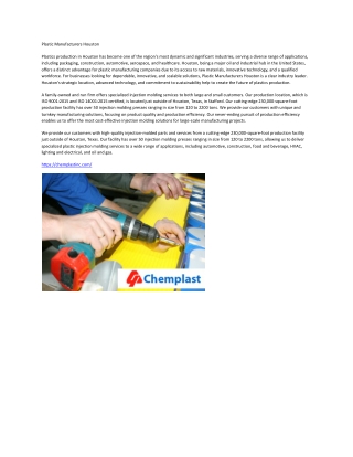 Plastic Manufacturers Houston