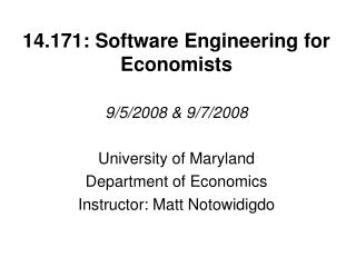 14.171: Software Engineering for Economists