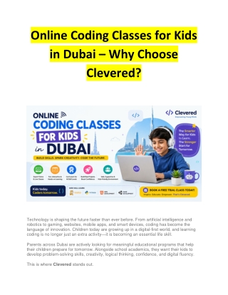Online Coding Classes for Kids in Dubai – Why Choose Clevered
