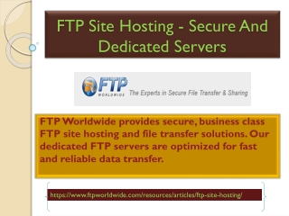 FTP Site Hosting - Secure And Dedicated Servers