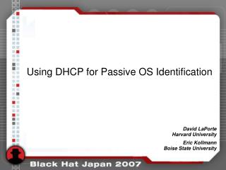 Using DHCP for Passive OS Identification