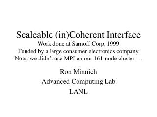 Ron Minnich Advanced Computing Lab LANL
