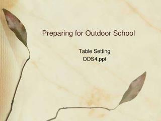 Preparing for Outdoor School