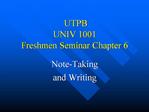 UTPB UNIV 1001 Freshmen Seminar Chapter 6