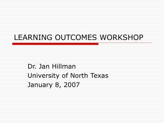 LEARNING OUTCOMES WORKSHOP