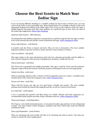 Choose the Best Scents to Match Your Zodiac Sign
