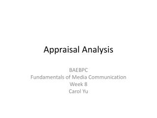 Appraisal Analysis