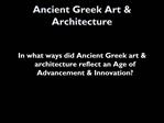 Ancient Greek Art Architecture
