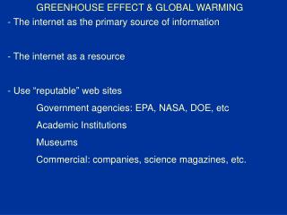 GREENHOUSE EFFECT & GLOBAL WARMING