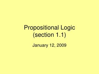 Propositional Logic (section 1.1)