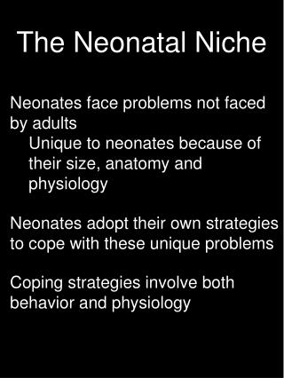 The Neonatal Niche