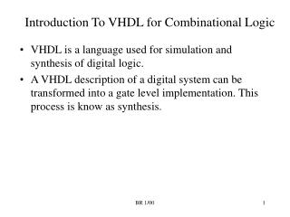 Introduction To VHDL for Combinational Logic
