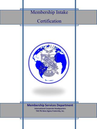 Membership Services Department International Corporate Headquarters THE Phi Beta Sigma Fraternity, Inc.