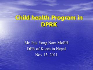 Child health Program in DPRK