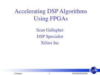 Accelerating DSP Algorithms Using FPGAs