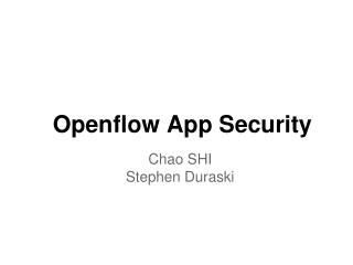 Openflow App Security