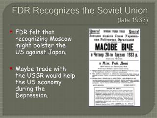 FDR Recognizes the Soviet Union (late 1933)