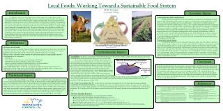 Local Foods: Working Toward a Sustainable Food System