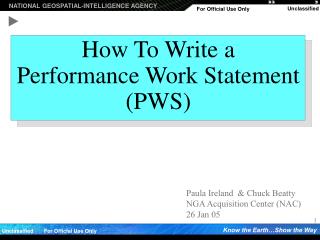 How To Write a Performance Work Statement (PWS)