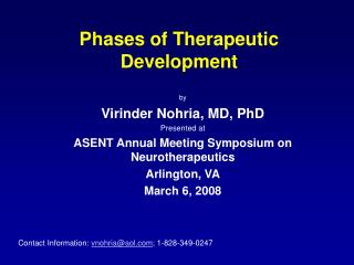 Phases of Therapeutic Development