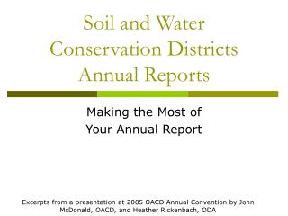 Soil and Water Conservation Districts Annual Reports