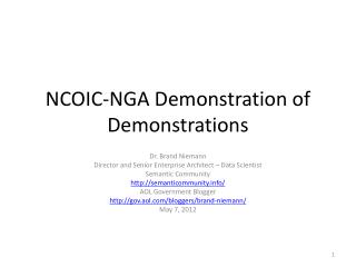 NCOIC-NGA Demonstration of Demonstrations