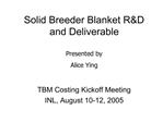 Solid Breeder Blanket RD and Deliverable