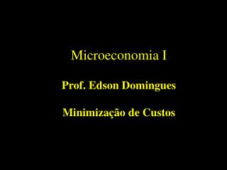 Microeconomia I Prof. Edson Domingues Minimização de Custos